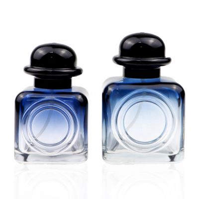 Custom 50 ml Engraved Circle Cube Blue Perfume Bottle 