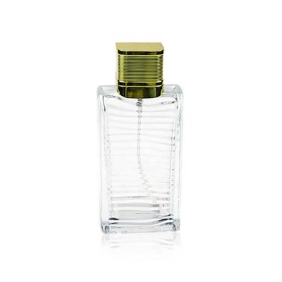 Custom 100ML Glass Perfume Bottles Horizontal Stripe Spray Square Perfume Bottle 