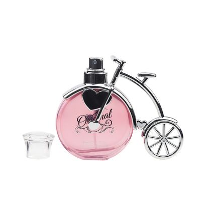 Glass 50ml bike shaped clear spray pump perfume bottle 