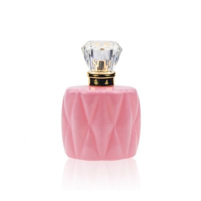 Fashion 100ML Classic Pink Embossed Perfume Glass Spray Bottle Round Cylinder Atomizer Spray Bottles 