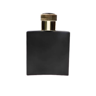 100ml arched black glass perfume spray bottles with gold cap for men 