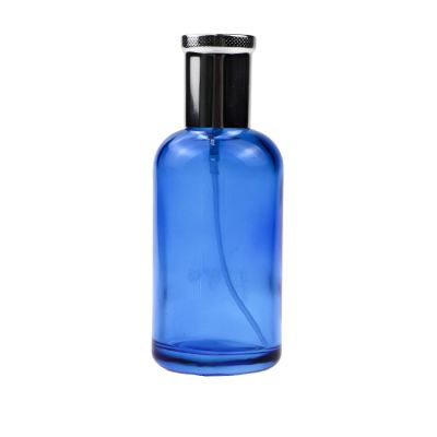 Luxury round blue perfume bottles 120ml glass 