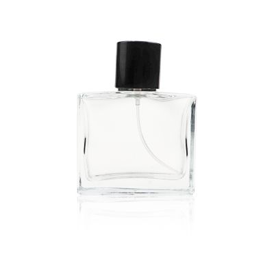 55ml Clear Transparent Round Cap Square Black Glass Spray Perfume Bottle
