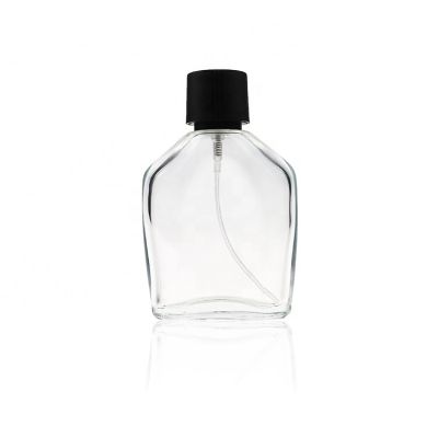 Transparent Rectangle 100ml with Plastic Cap Glass Perfume Bottle 