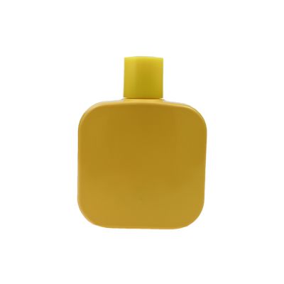 Elegant yellow square 100ml decorative glass perfume bottle 