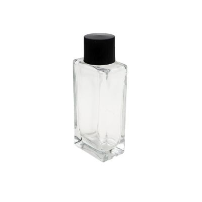 110 Volume Rectangle Glass Perfume Bottle with Black Cap 