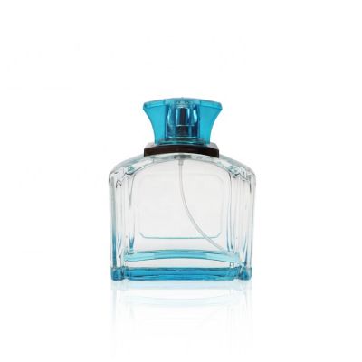 Logo Print Gradient Blue Flat Square Oblique Shoulder Perfume Packaging Empty Perfume Bottle 110ml 