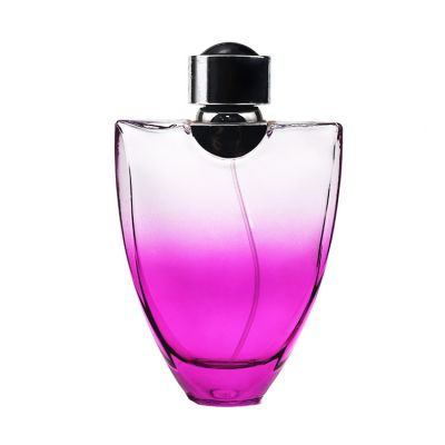 New hot sale clear purple oblate shaped perfume glass bottle 80ml