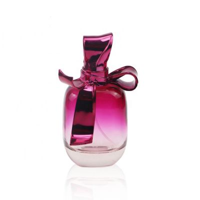 85ml Flat Round Square Fancy Romantic Women Perfume Glass Bottle With Unique Bow Cap 