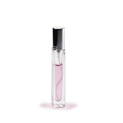 10 ml square rectangular thick bottom refillable clear transparent glass perfume spray bottle 