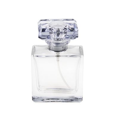 Custom made logo square 30ml glass perfume bottle with Acrylic cap 