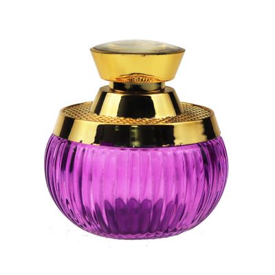 Custom Size Round Purple Empty Perfume Bottles 100ml Glass 