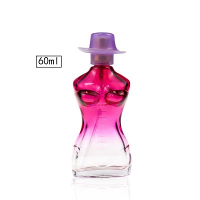 Unique design perfume women decorative body shaped perfume glass container 60ml empty glass bottle 
