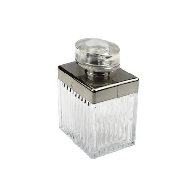 Embossed square perfume spray bottles 80ml perfume glass bottle cologne bottles with clear cap 