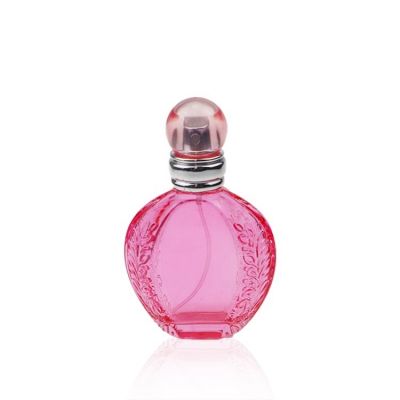 Pink Perfume Made in China 70ml Perfume bottle with Ear of Wheat Carvings