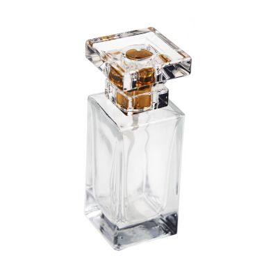 50ml Square Rectangle Empty Perfume Glass Bottle with Square Clear Cap