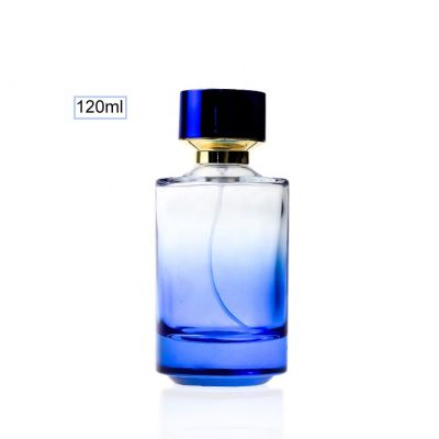 Bright Blue Cylindrical Glass Perfume Bottle 120ml Screen Printing 