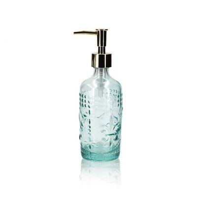 Wholesale 12oz color recycled glass liquid foam hand soap dispenser bottle with stainless steel pump 