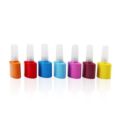 Wholesale fancy empty beauty choices colored glass 8ml colorful oval UV nail gel polish bottle with soft brush 