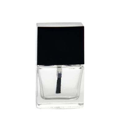 12ml Glass Square Nail Polish Brush Bottle Flat For Cosmetics 