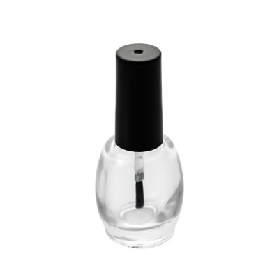 Custom design empty clear oval shaped 14ml nail polish bottle uv gel bottle with black cap and gel brush 