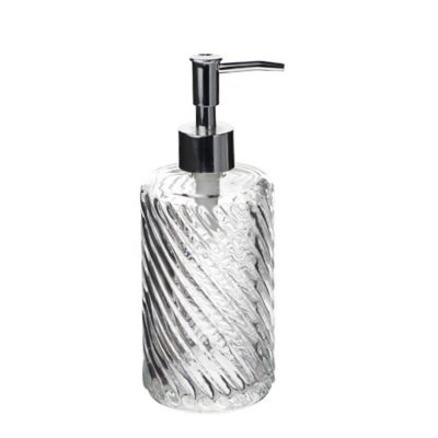 Glass Soap Dispenser with Stainless Steel Pump Grey Lotion Jar 15oz Liquid Bottle Housewares for Bathroom Kitchen 