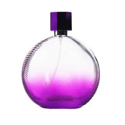 Hot Selling 100ml Shallow purple empty glass spray perfume bottles 