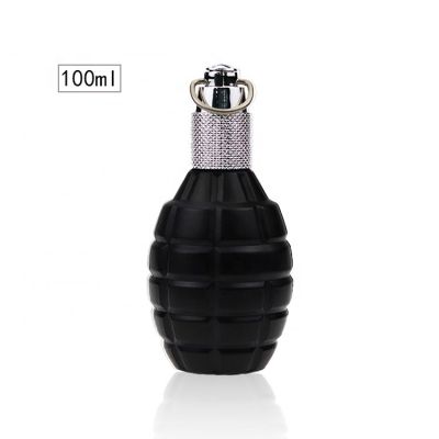 Cosmetic Packaging 100ml Grenade Black Glass Perfume Bottle Spray Pump Perfume Empty Bottle For Men 