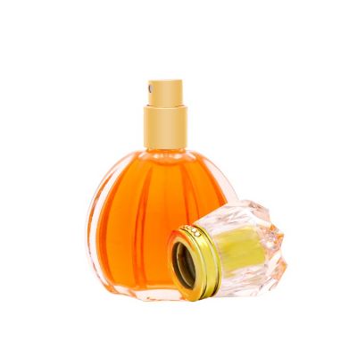 1pcs free sample 50ml Pumpkin shape empty spray glass perfume bottle with crystal cap