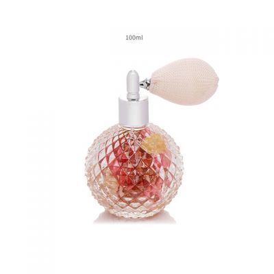 100ml gas bag with pink air ball spray ball shape glass perfume bottle 