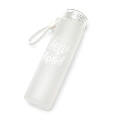 fashionable 480ml 16oz round frosted glass sports water bottle with plastic cap 