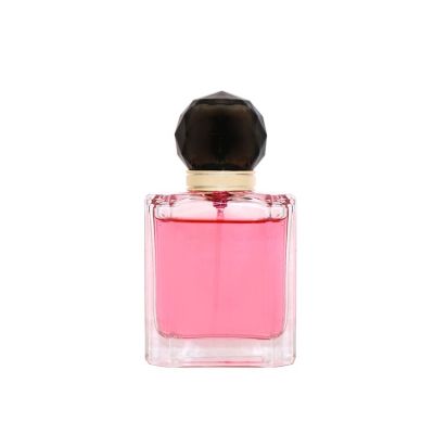 50ml custom glass perfume bottle with black crystal cap 