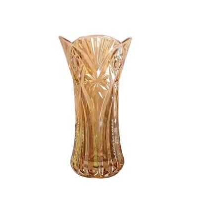 Different Types of Wholesale Cheap Baccarat Color Flower Gold Glass Crystal Vase For Home Decor 