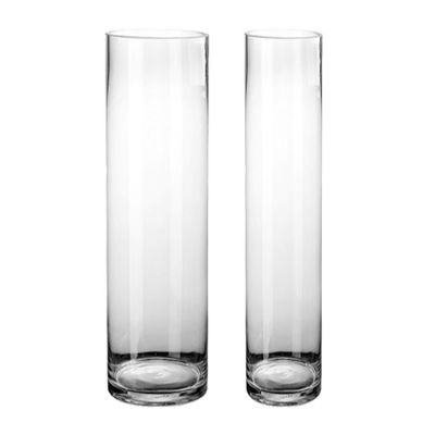 Handblown Tall 100cm Cylinderl Clear Glass Floor Vase Large 