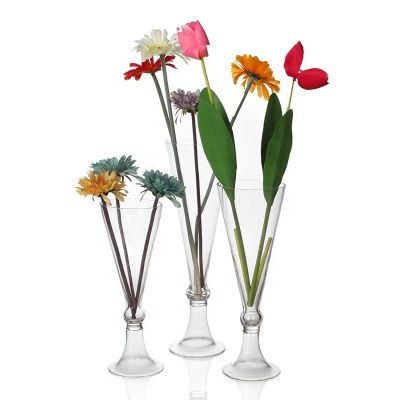 tall Glass Trumpet Vases Wedding Party Centerpieces - Flowers Home Decorations Cheap Bulk Supplies 