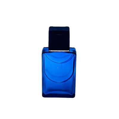 Frosted dark blue perfume empty glass bottle 