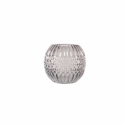 mouth blown Ball shaped round glass bowl vase 