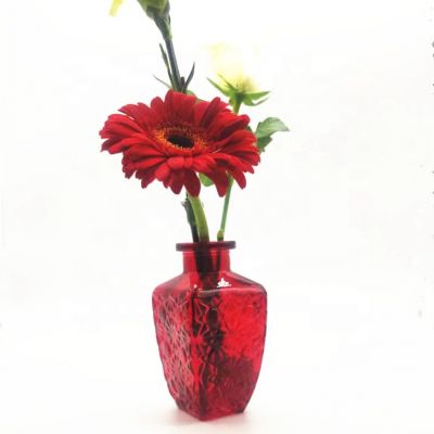 cheap colored handmade square glass vase factory