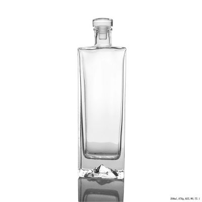 Custom Empty 500ml Rum Spirit Glass Bottle with Glass Corks 