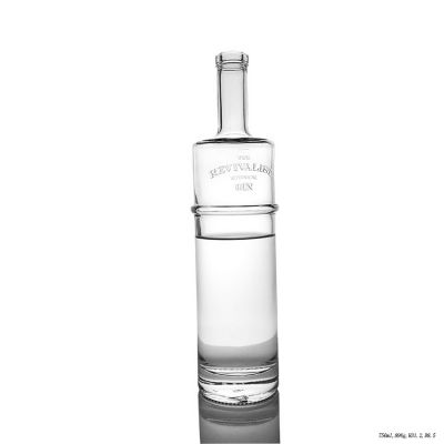 Factory Price Gin Glass Liquor Bottle 750ml with Embossed Logo 