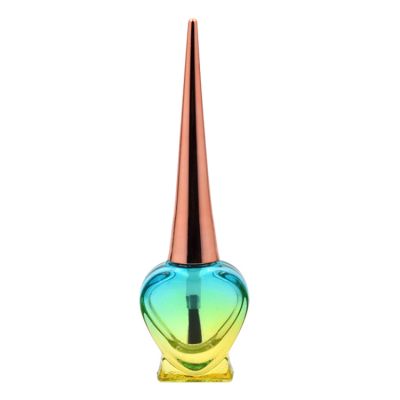 Gradient colored 10ml heart shape glass bottle for nail polish