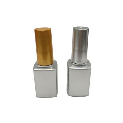 12ml Silver Square Cosmetic Glass Nail Polish Bottle Container For Nail Polish 