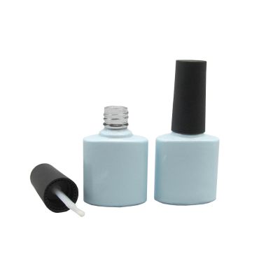 New Design Oval Blue Glass Nail Gel Polish Bottle with Black Cap 