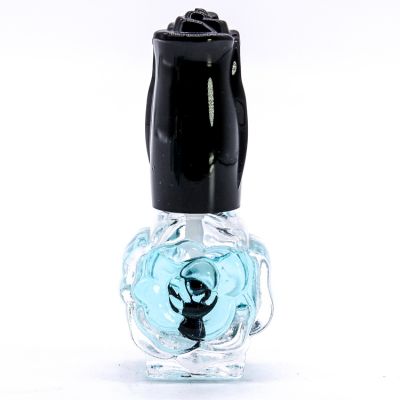 custom design flower empty glass bottle gel nail polish bottle with cap and brush 