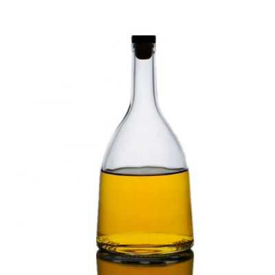 custom 1L big belly shape glass bottle with cork for vodka liquor champagne 1000ml bottle 