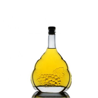 clear 700ML custom embossed whiskey glass bottles 