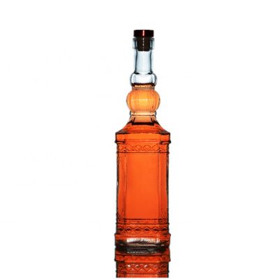 Factory price unique shape 500ml 750ml glass beverage rum whiskey tequila bottles 
