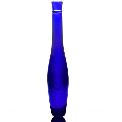 glass 500ml 750ml smooth blue glass bottle with bottle cap