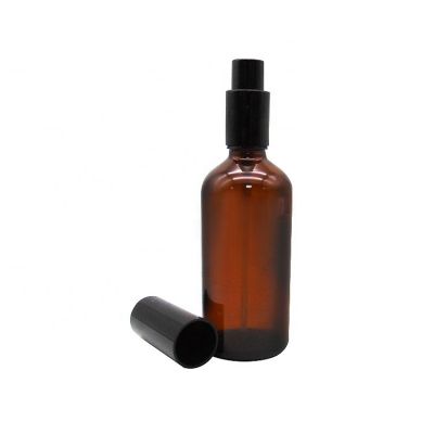 Stocked 100ml Amber euro glass e-liquid cosmetic bottle with Plastic Pump Sprayer 