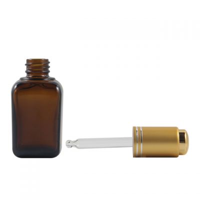 Fast shipping 10ml/30ml/50ml amber series cosmetic gold pump skincare toner dropper bottles